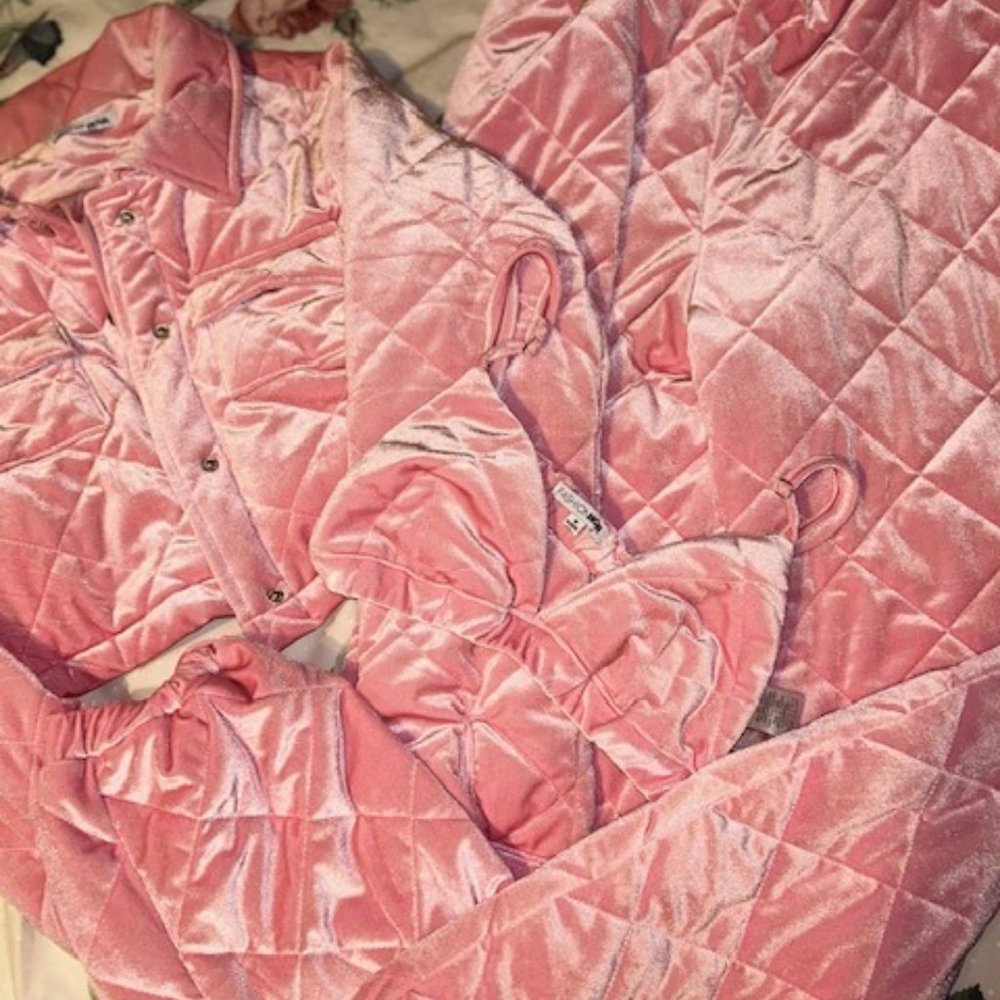 Fashion Nova Pink Velour Set
